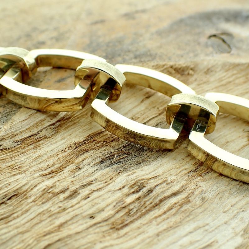 Image 2 of Gold wide link bracelet