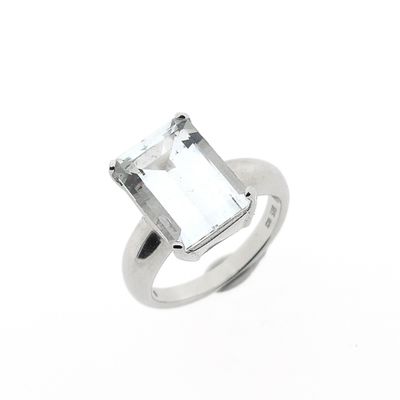 Image 1 of White gold ring with aquamarine