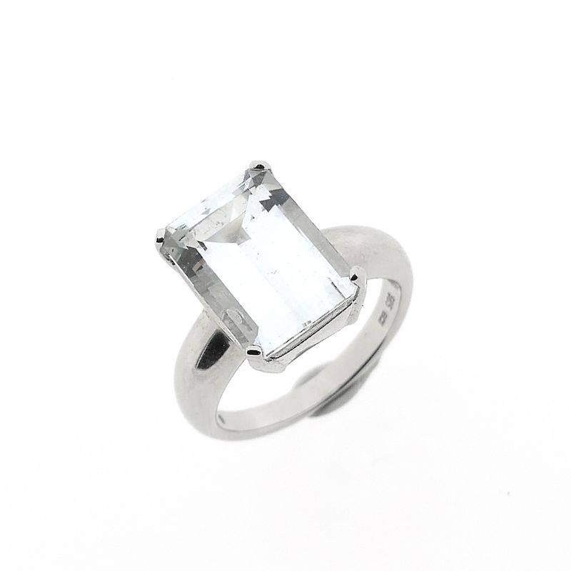 Image 1 of White gold ring with aquamarine