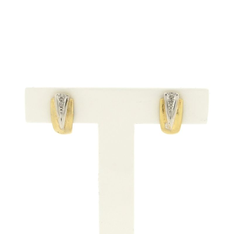 Image 1 of Gold stud earrings with diamond; 0.01 ct.