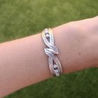 Image 3 of White gold herringbone link bracelet with diamonds; 0.48 ct.