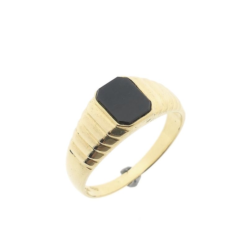 Image 1 of Gold signet ring with onyx
