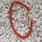 Image 5 of Red coral bead bracelet with gold clasp; Antique | 17 cm