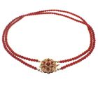 Image 7 of Blood coral bead necklace with gold clasp; Antique | 36 cm