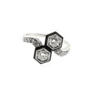 Image 3 of White Gold Ring with Diamond and Onyx; 0.40 ct; 14K; Size 17.25