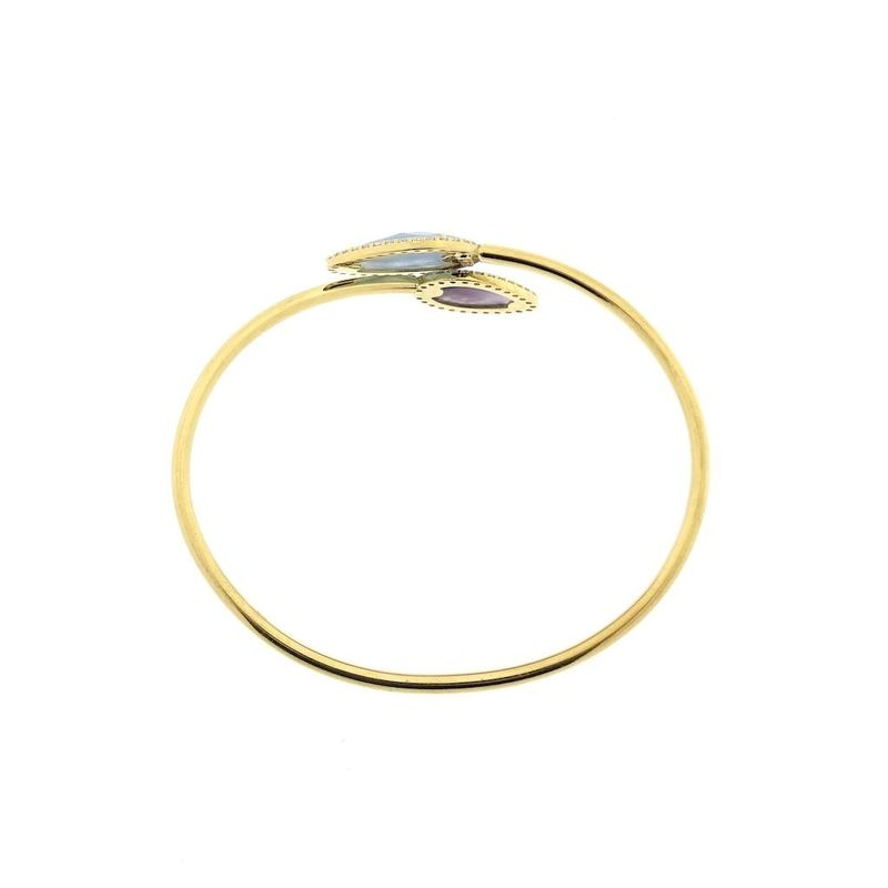 Image 4 of Gold bangle with chalcedony and zirconia; Size S/M