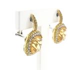 Image 5 of 18 ct. Gold stud earrings with citrine and diamond | 0.24 ct.