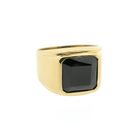 Image 7 of Gold men's signet ring with onyx; pinky ring