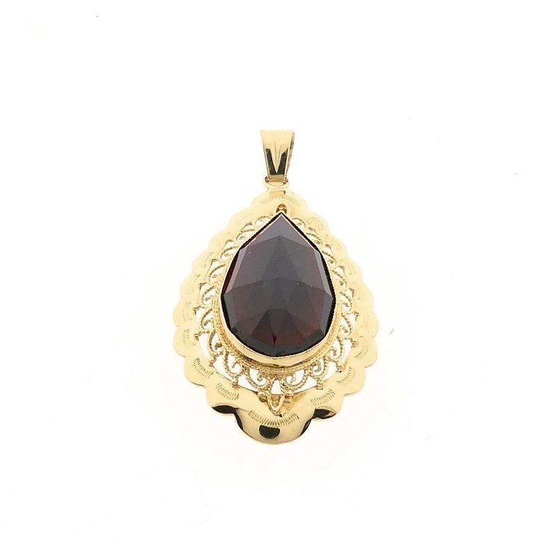 Afbeelding 1 van Gouden hanger met granaat