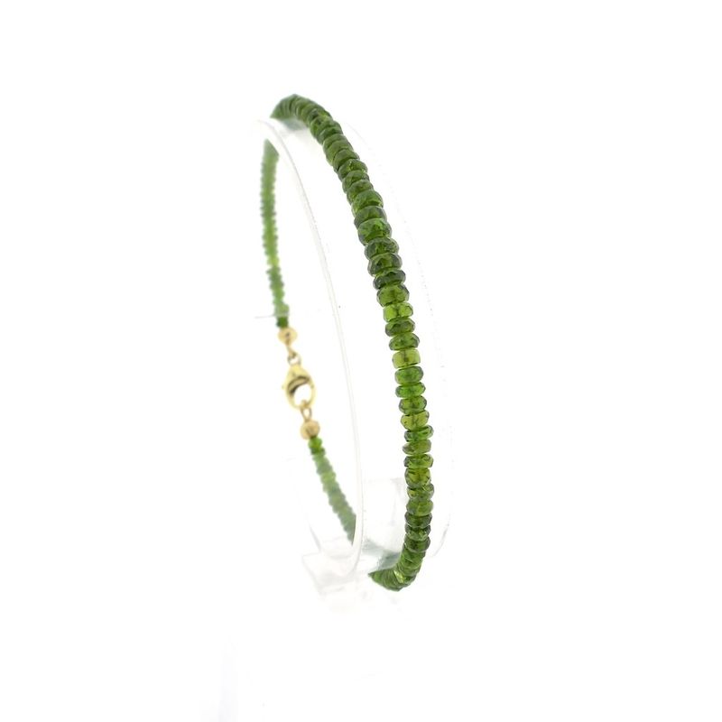 Image 1 of Peridot beaded bracelet with gold clasp | 20.5 cm