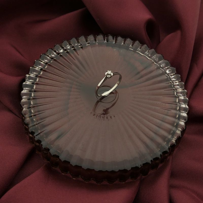 Image 2 of White gold solitaire ring with diamond | 0.03 ct.