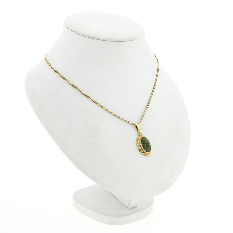 Image 5 of 14 Karat Gold Pendant with Nephrite Jade
