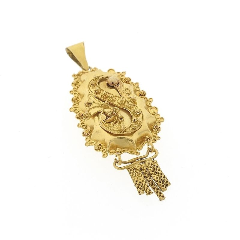 Image 7 of Antique gold pendant of a hat bell