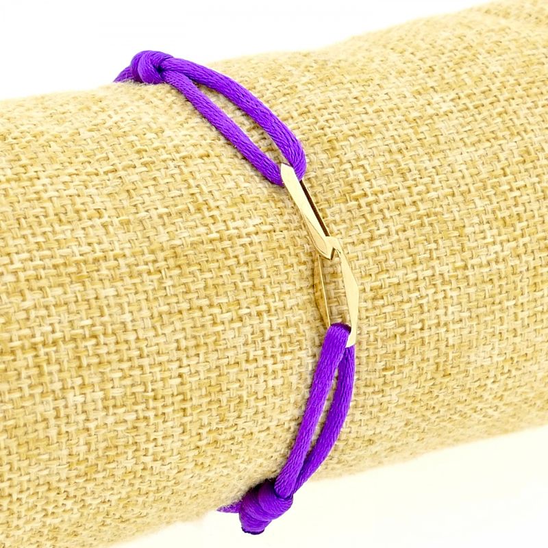 Image 6 of Forever Knots® Handmade Purple Satin Bracelet with Gold Link