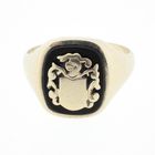 Image 4 of Gold men's signet ring with onyx and family crest