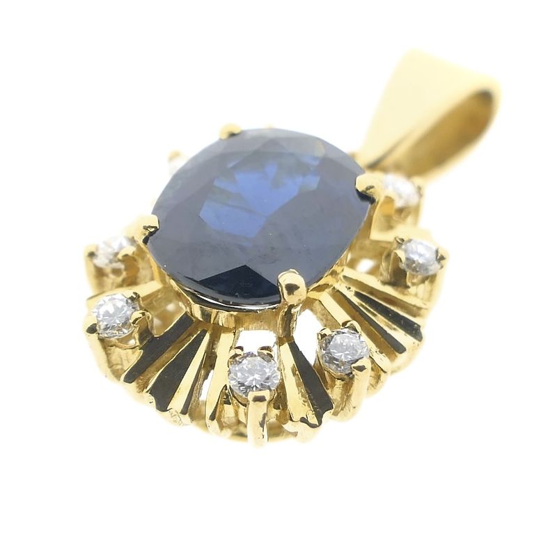 Image 6 of 18-karat gold pendant with sapphire and diamond | 0.12 ct.
