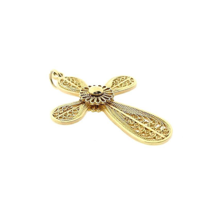 Image 3 of Golden Filigree Cross Pendant