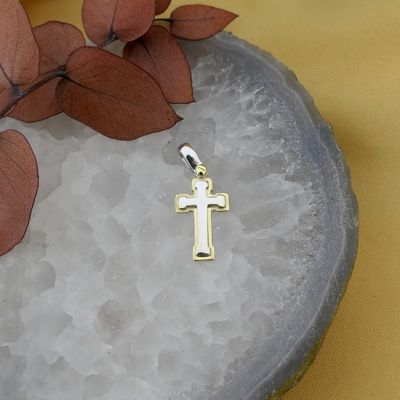 Two-tone gold pendant of a cross Image 2 of Two-tone gold pendant of a cross