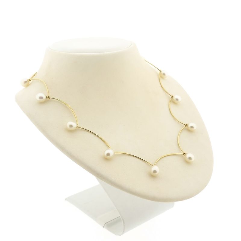 Image 3 of Gold bar necklace with pearls
