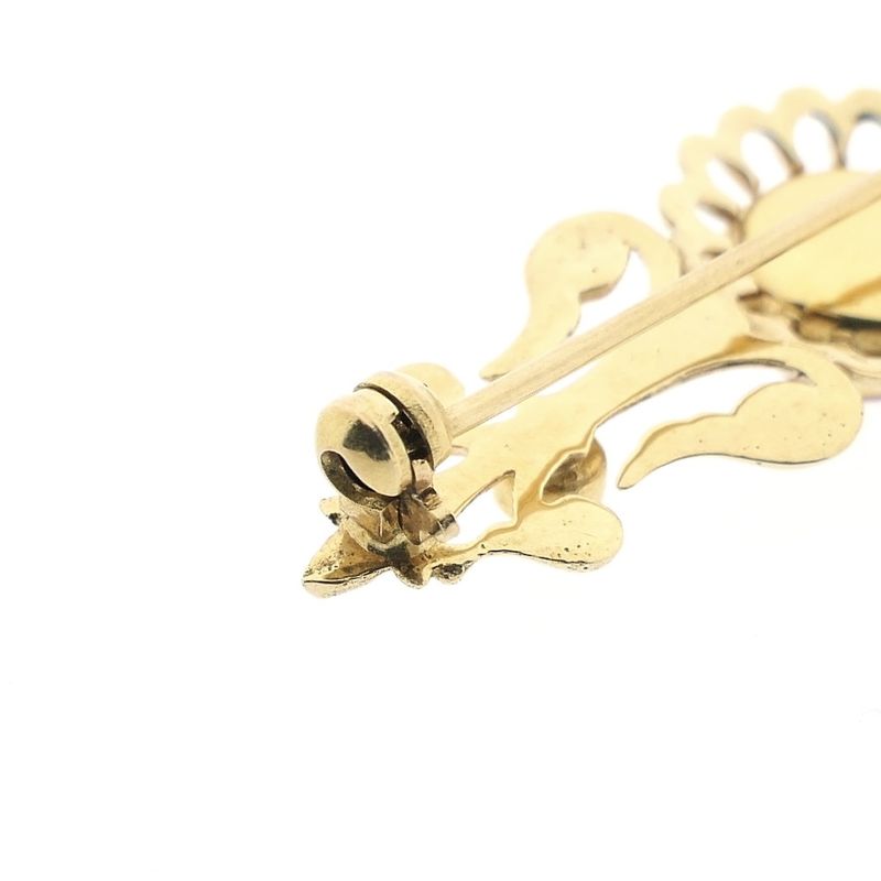 Image 5 of Gold brooch with blood coral