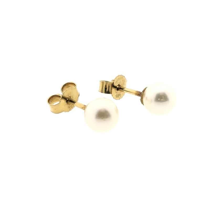 Image 6 of Gold stud earrings with cultured pearl