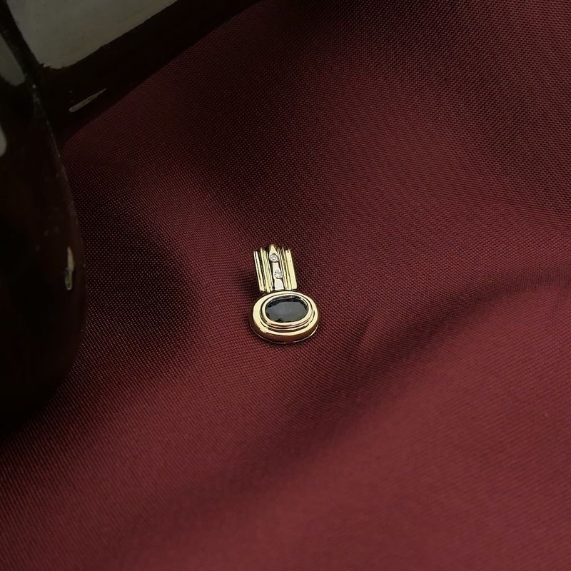 Image 2 of Two-tone gold pendant with sapphire and diamond | 0.01 ct.