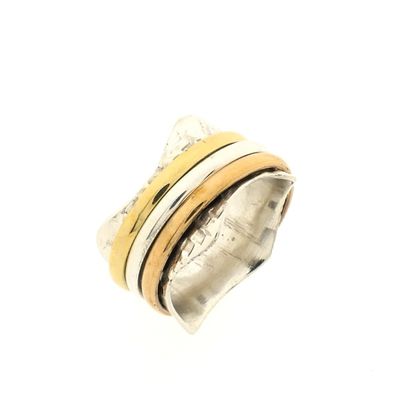 Image 1 of Silver ring with gold-plated rings