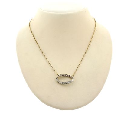Gold link chain with bicolor fixed diamond pendant; 0.34 ct. Image 1 of Gold link chain with bicolor fixed diamond pendant; 0.34 ct.