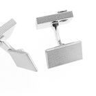 Image 7 of White gold cufflinks with diamond; 0.16 ct.