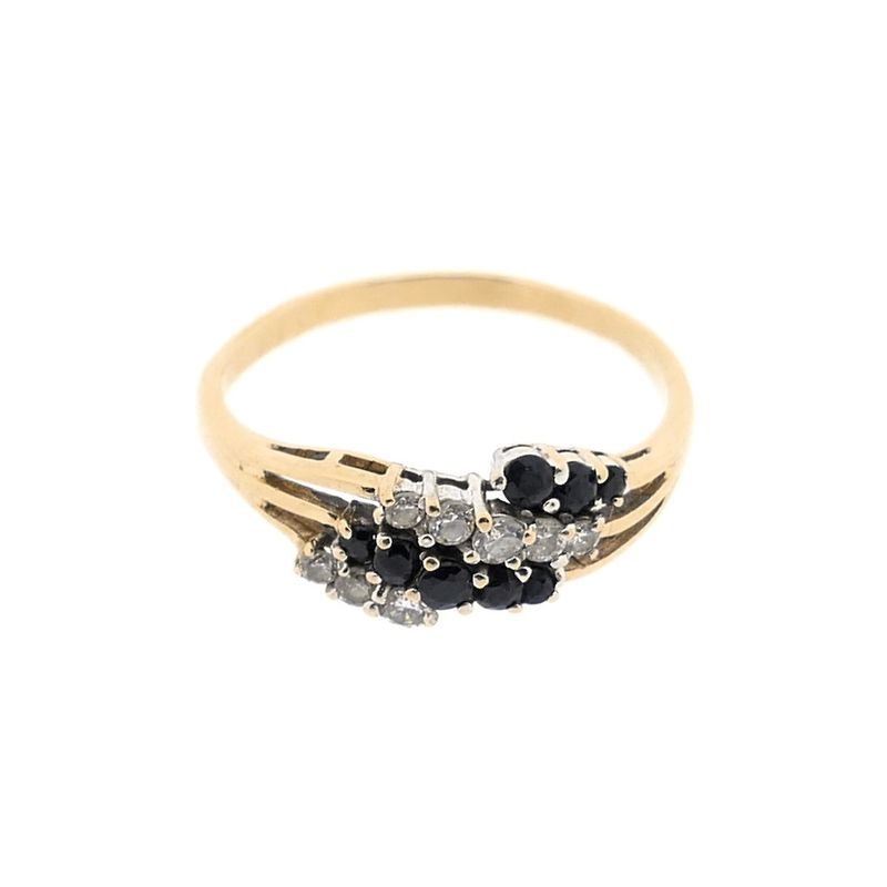 Image 7 of Gold ring with sapphire and zirconia