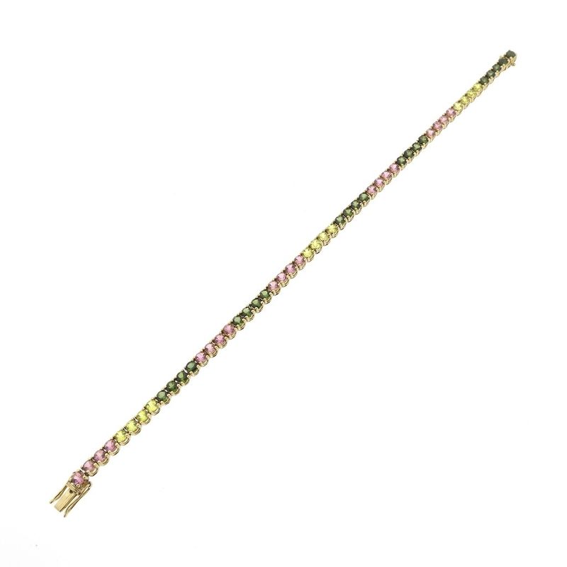 Image 6 of 9-karat tennis bracelet with multi-colored zirconia | 18.5 cm