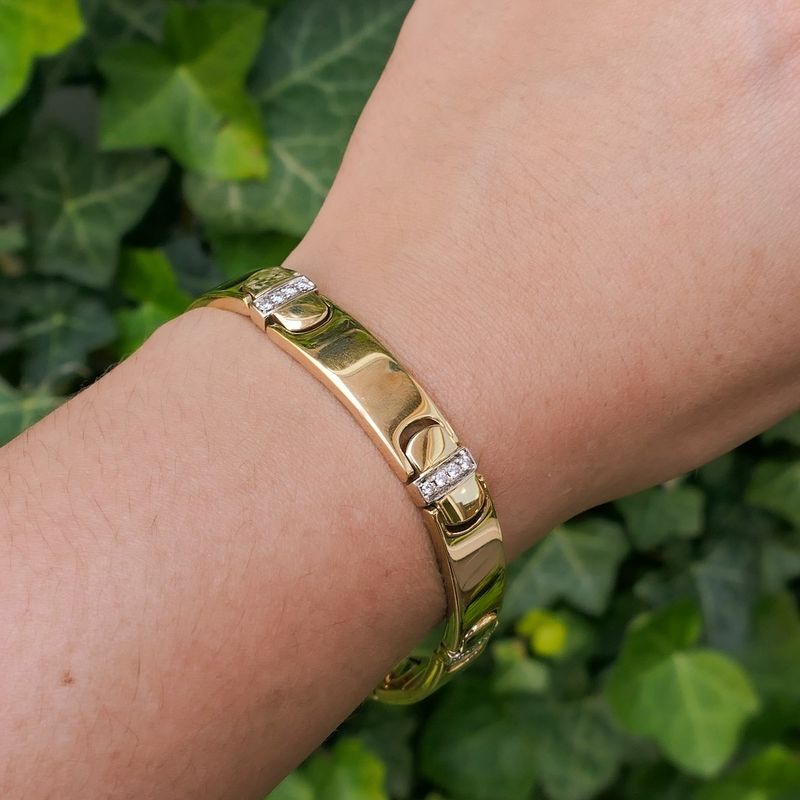 Image 9 of Gold bar bracelet with diamond; 0.48 ct.