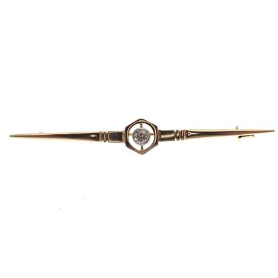 Image 1 of Gold brooch with diamond; 0.10 ct.