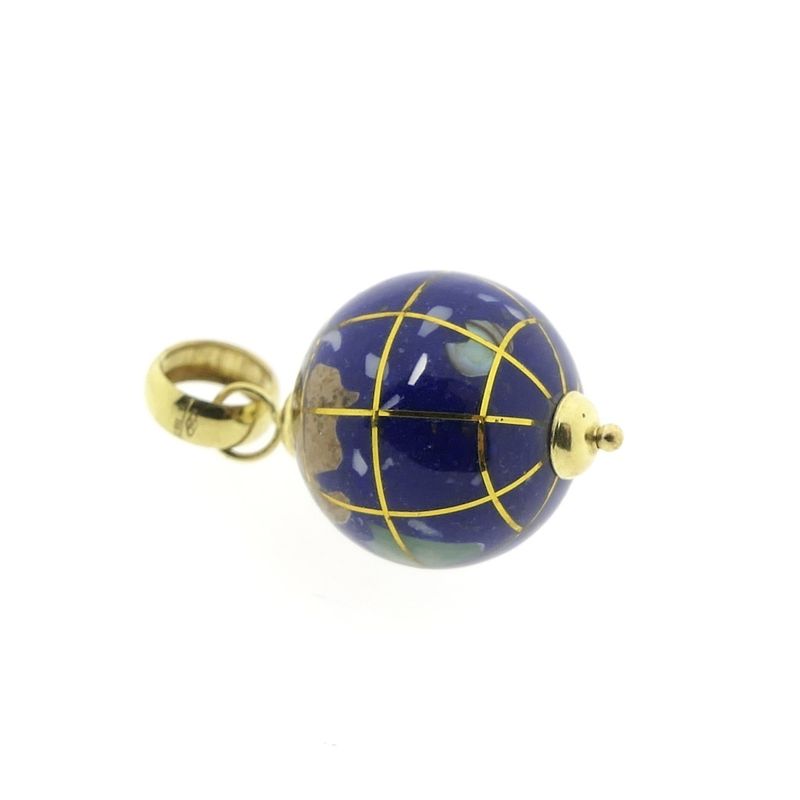 Image 2 of Gold globe pendant with enamel and mother of pearl
