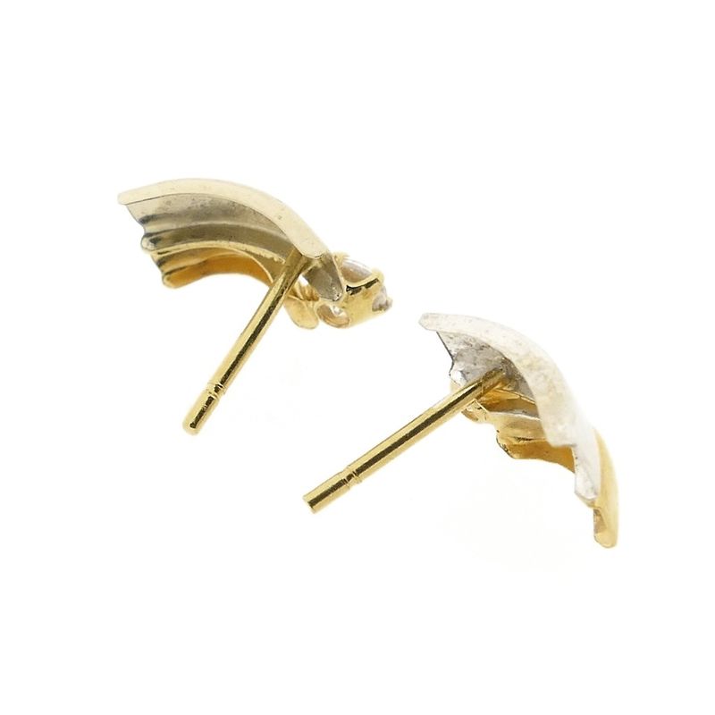 Image 11 of Bicolor gold stud earrings with zirconia