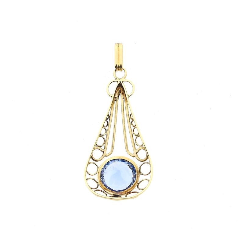 Image 3 of Gold Pendant with Topaz; 14 Karat
