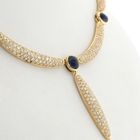 Image 8 of Golden Cardano Link Necklace with Sapphires and Diamonds; 8.47 ct.