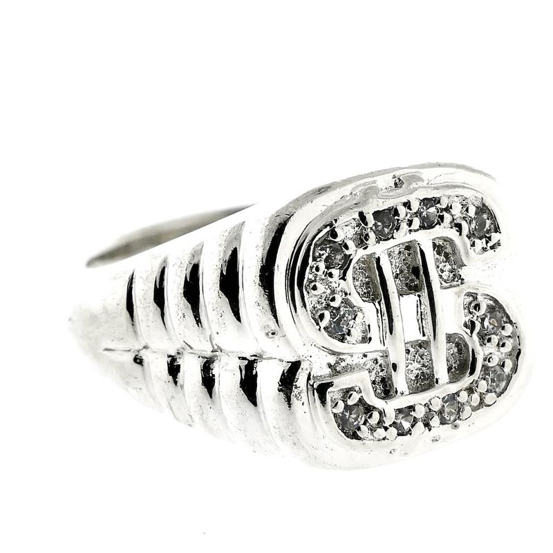 Image 2 of Silver men's ring with dollar sign