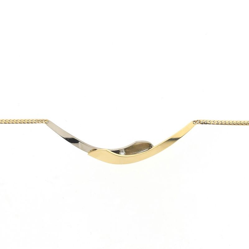 Image 4 of Two-tone necklace with a fixed pendant and a 0.04 ct. diamond | 41.5 cm