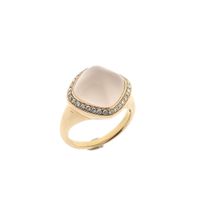 Gold ring set with rose quartz and diamonds; Tirisi