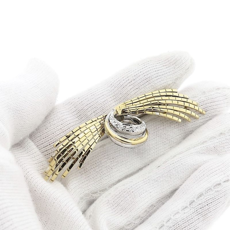 Afbeelding 8 van Bicolor gouden broche met diamanten; 0,60 ct.