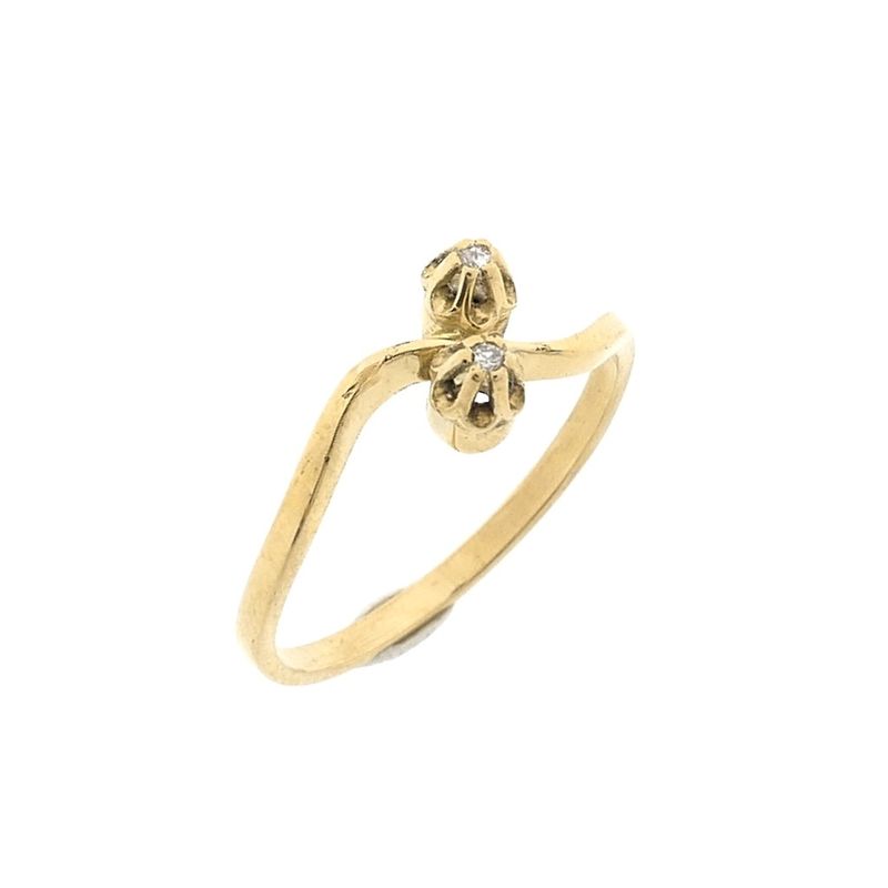 Image 1 of Golden toi et moi ring with diamond; 0,01 ct.