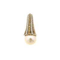 White gold pendant with pearl and diamonds; 1.71 ct.