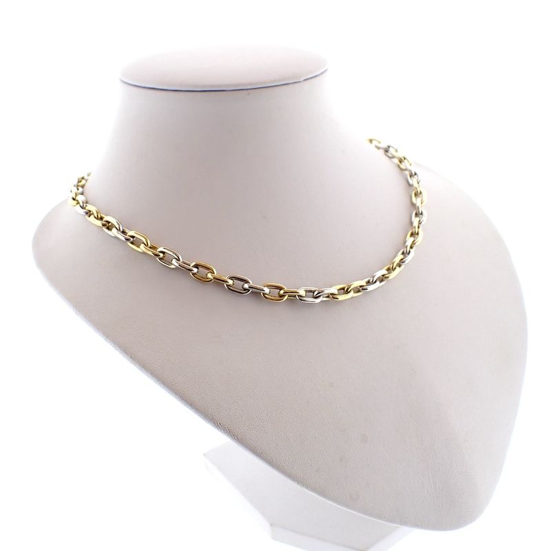 Image 1 of Two-tone gold anchor link necklace