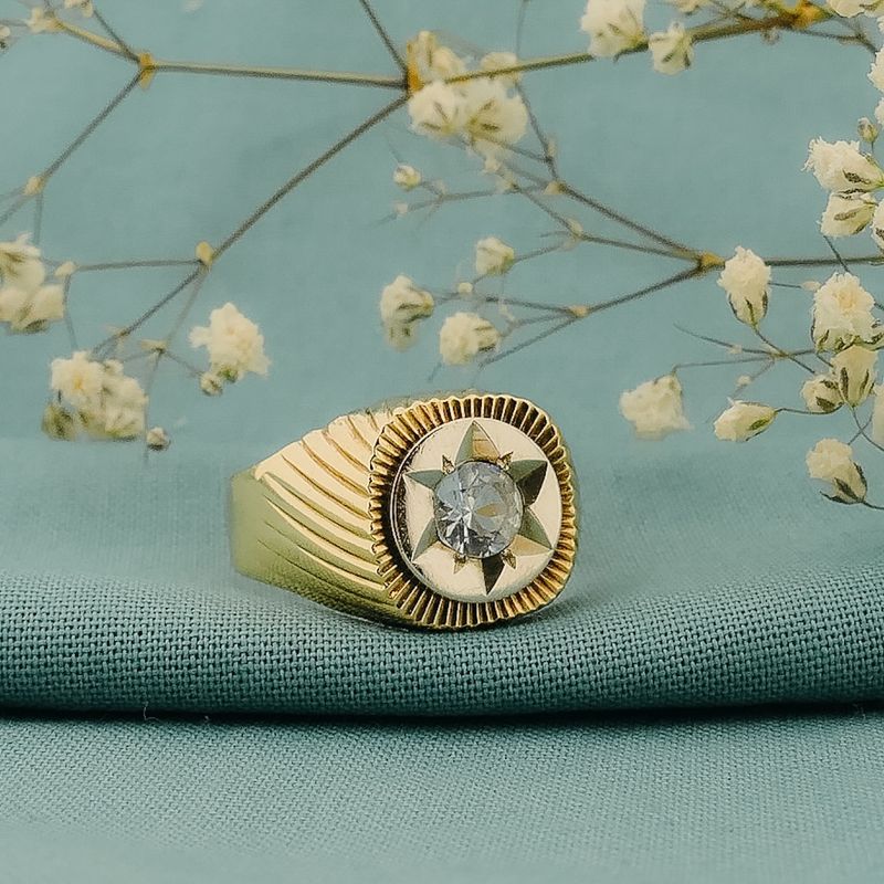 Image 2 of 8 carat large men's signet ring with zirconia