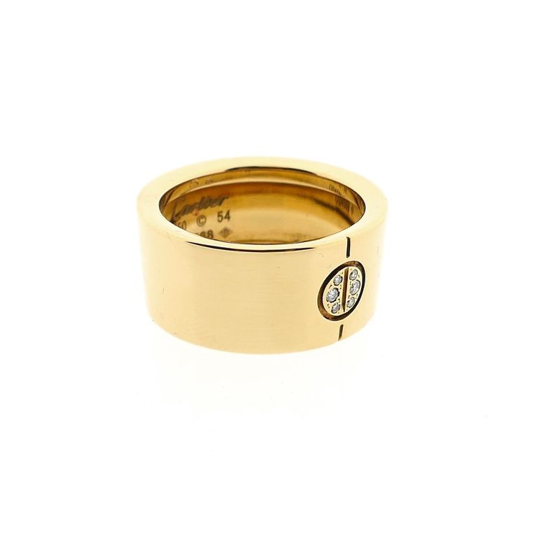 Image 5 of Cartier yellow gold wide ring with diamonds; 0.04 ct.