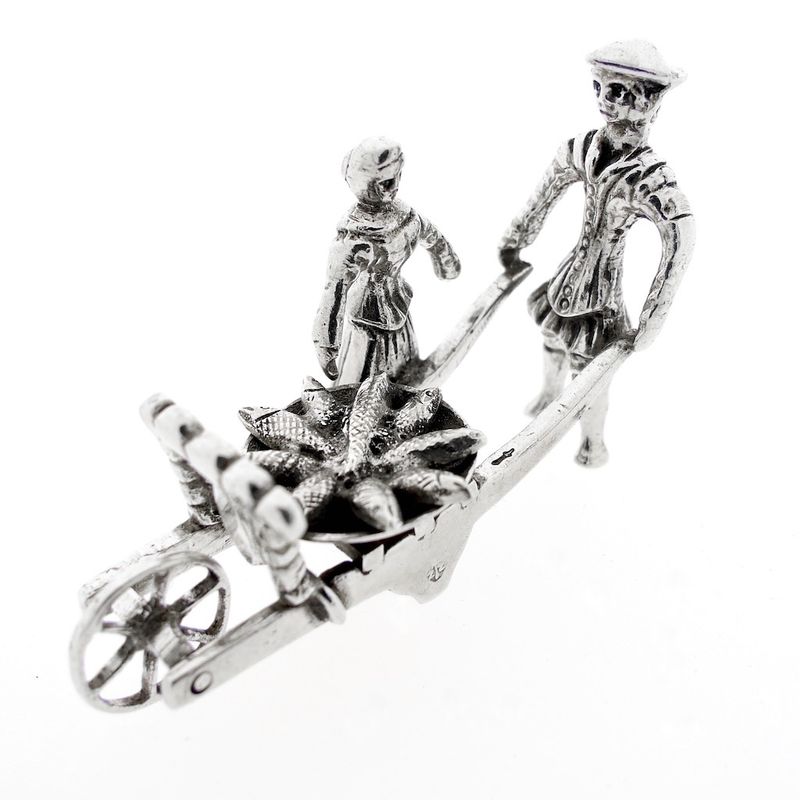 Image 6 of Antique silver statuette of a man and woman with a wheelbarrow