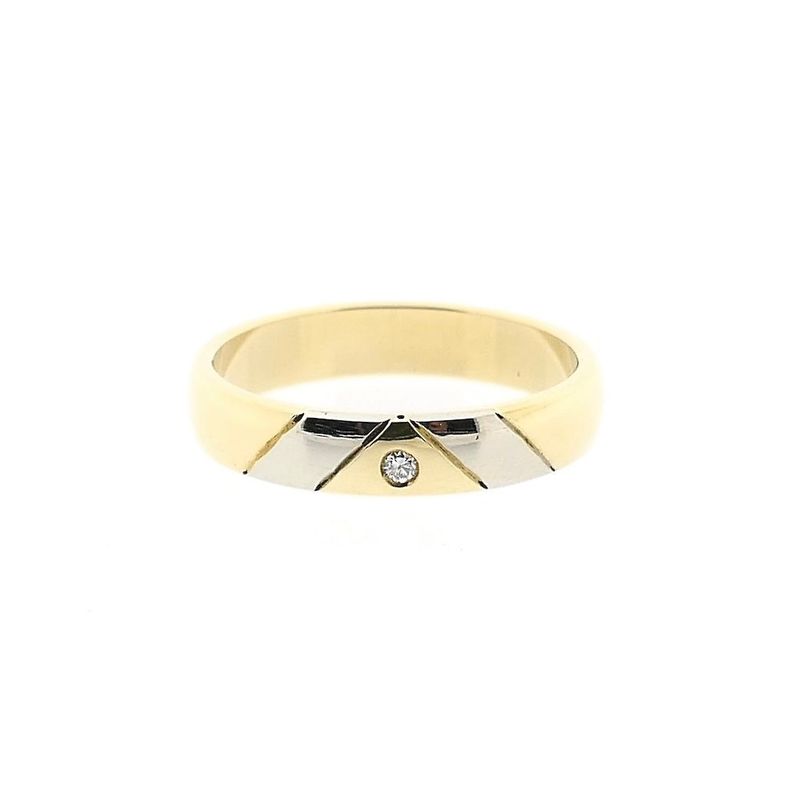 Image 3 of Bicolor Gold Wedding Ring with Diamond; 0.02 ct.