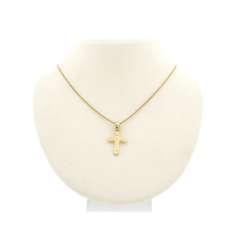 Image 7 of Gold pendant of cross with corpus | INRI