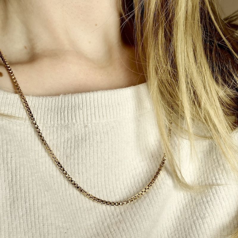 Image 7 of Gold long Venetian link necklace | 60 cm